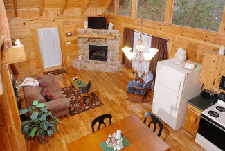 Pigeon Forge Lofted Gameroom overlooking the livingroom area